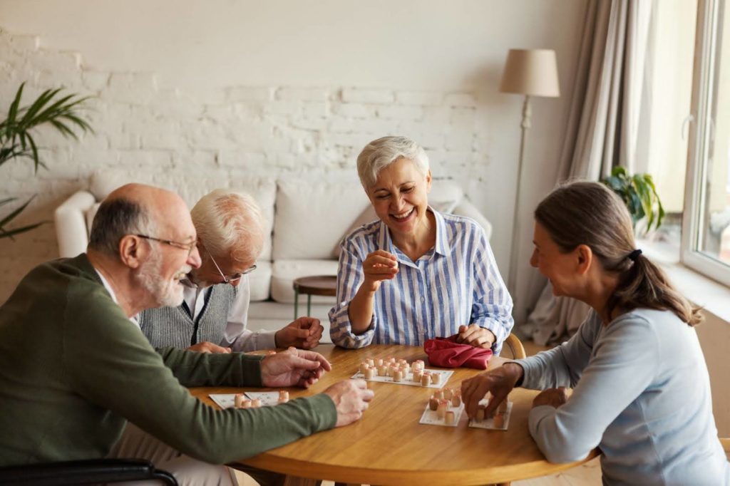 Group of seniors talking and laughing